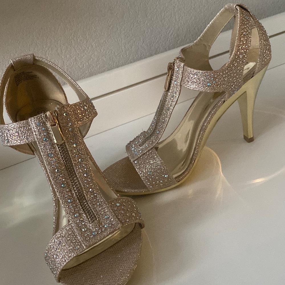 Zippered Champagne Heels
